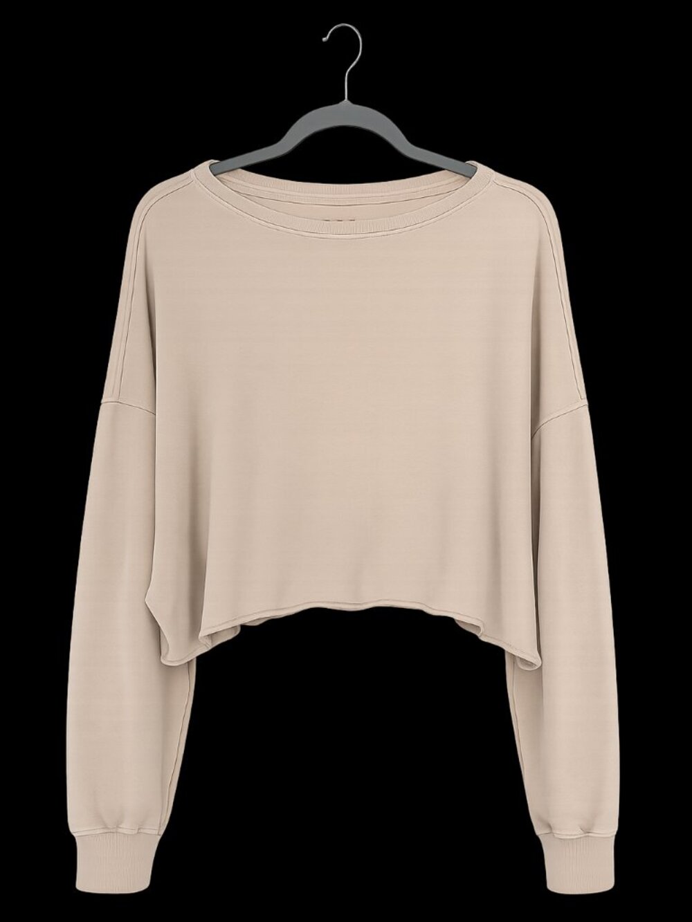 BDG URBAN OUTFITTERS TAN CROPPED CREW SWEATSHIRT WOMENS